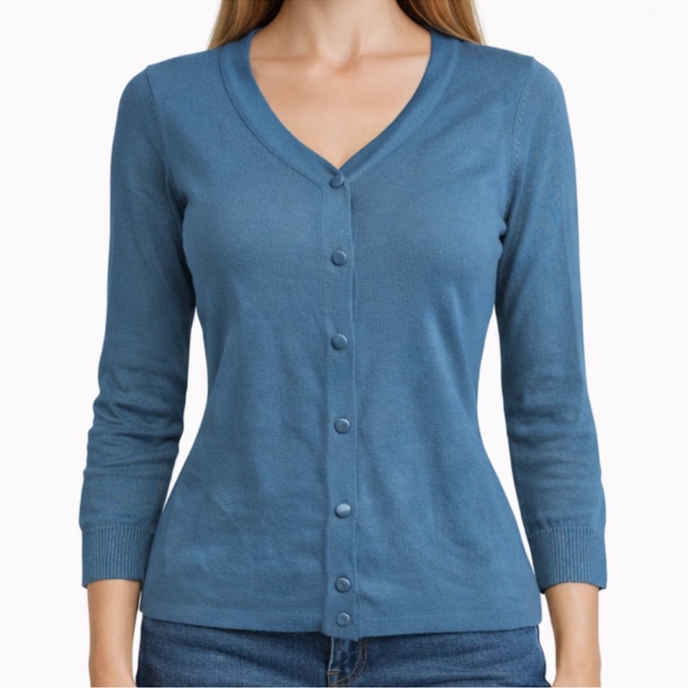 Grace Elements Blue Button-Front Cardigan